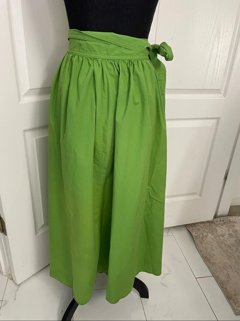 Marimekko Suuruus Wrap Skirt apple green S cotton poplin midi - Picture 4 of 6